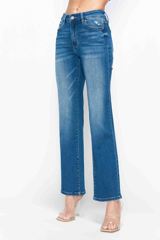 bytos Full Size Cat's Whiskers High Rise Straight Jeans - All Mine Now Clothing