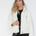 How Dare U Drawstring Hem PU Leather Zip Up Jacket - All Mine Now Clothing