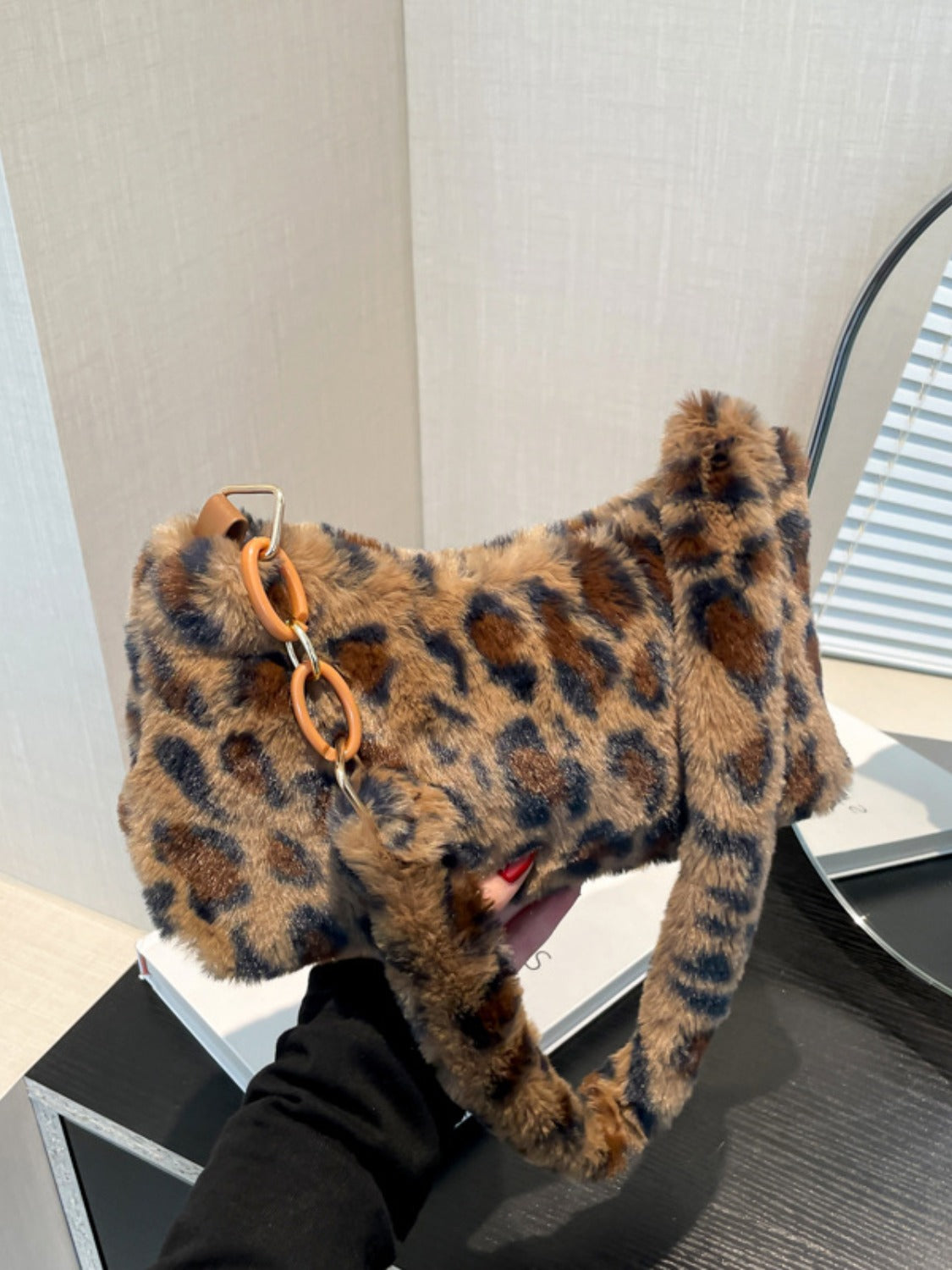 Leopard Fluff Shoulder Bag - All Mine Now Clothing