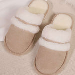 Contrast Faux Fur Round Toe Slippers