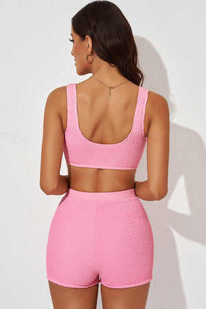 Textured Sports Bra and Shorts Set - All Mine Now Clothing