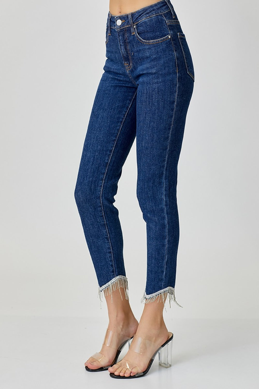 RISEN Full Size Embellished Mid Rise Crop Skinny Jeans - All Mine Now Clothing