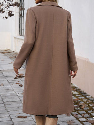 Devine Pocketed Collared Neck Long Sleeve Coat - All Mine Now Clothing