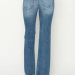 RISEN Mid-Rise Frayed Hem Bootcut Jeans Trendsi