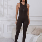 Half Zip Wide Strap Active Jumpsuit - All Mine Now Clothing