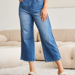 Judy Blue Full Size Braid Side Detail Wide Leg Jeans Trendsi