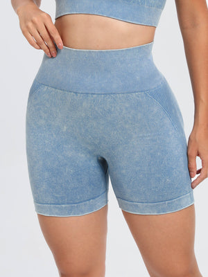 Washed High Waist Active Shorts - All Mine Now Clothing