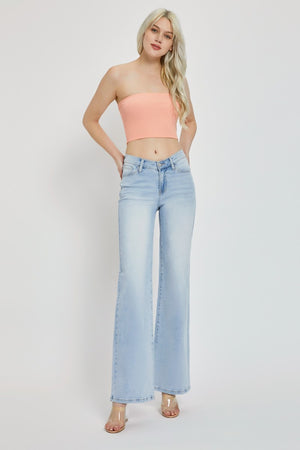 RISEN Full Size Wide Leg V Dipped Front Waist Jeans - All Mine Now Clothing