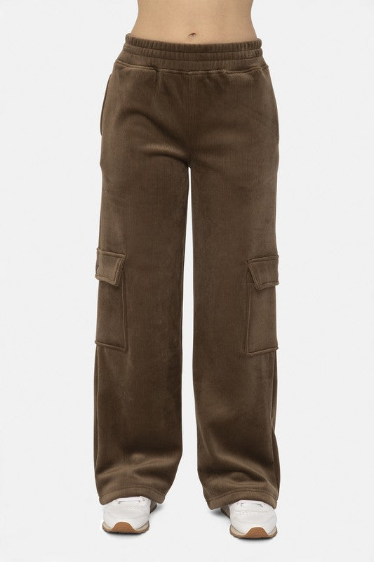 Mono B Elastic Waist Corduroy Cargo Pants - All Mine Now Clothing