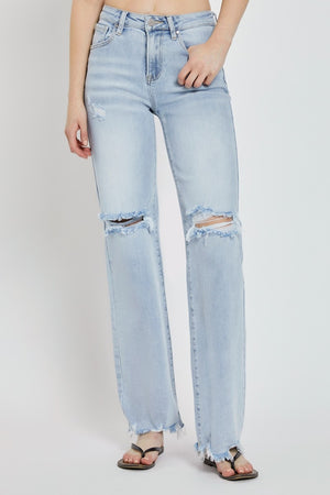 RISEN Full Size High Rise Distressed Wide Leg Jeans - All Mine Now Clothing