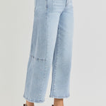 RISEN Full Size High Rise Seamed Detail Wide Leg Crop Jeans Trendsi