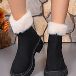 Faux Fur Trim Suede Platform Boots - All Mine Now Clothing