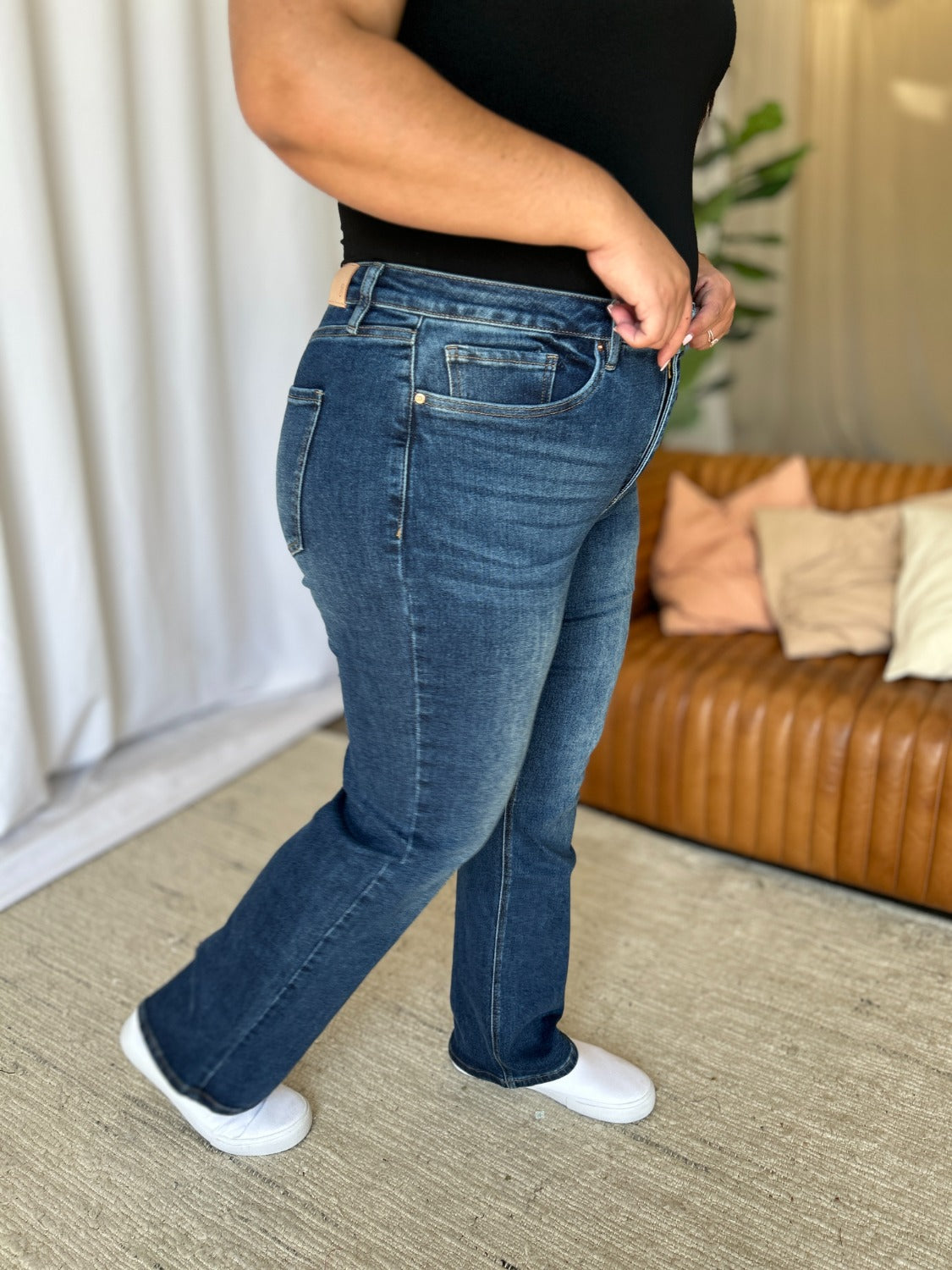 RFM Full Size High Rise Straight Tummy Control Jeans Trendsi