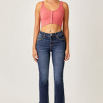 Risen Full Size Frayed Hem Cropped Straight Jeans Trendsi