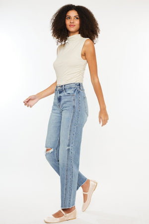 Kancan Ultra High Rise Distressed Straight Jeans - All Mine Now Clothing