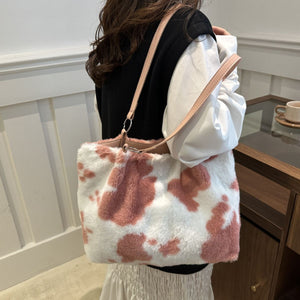 Cow Print Furry Tote Bag - All Mine Now Clothing