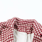 Houndstooth Collared Neck Double-Breasted Blazer Trendsi