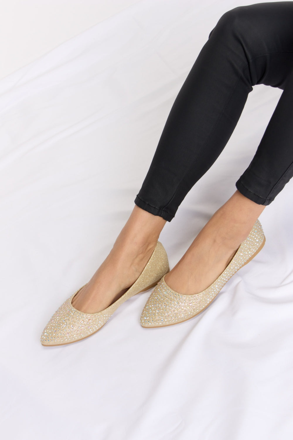 Forever Link Rhinestone Point Toe Flat Slip-Ons - All Mine Now Clothing