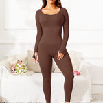 Scoop Neck Long Sleeve Active Jumpsuit - All Mine Now Clothing