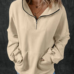 Half Zip Long Sleeve Sweatshirt - All Mine Now Clothing