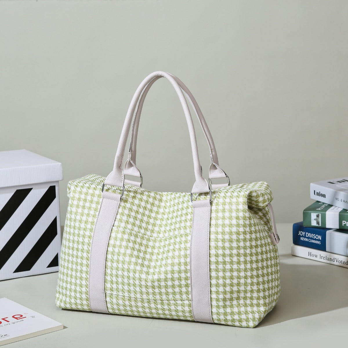 Houndstooth Canvas Travel Bag - All Mine Now Clothing