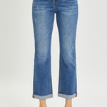 RISEN Full Size Button Fly Cropped Bootcut Jeans Trendsi