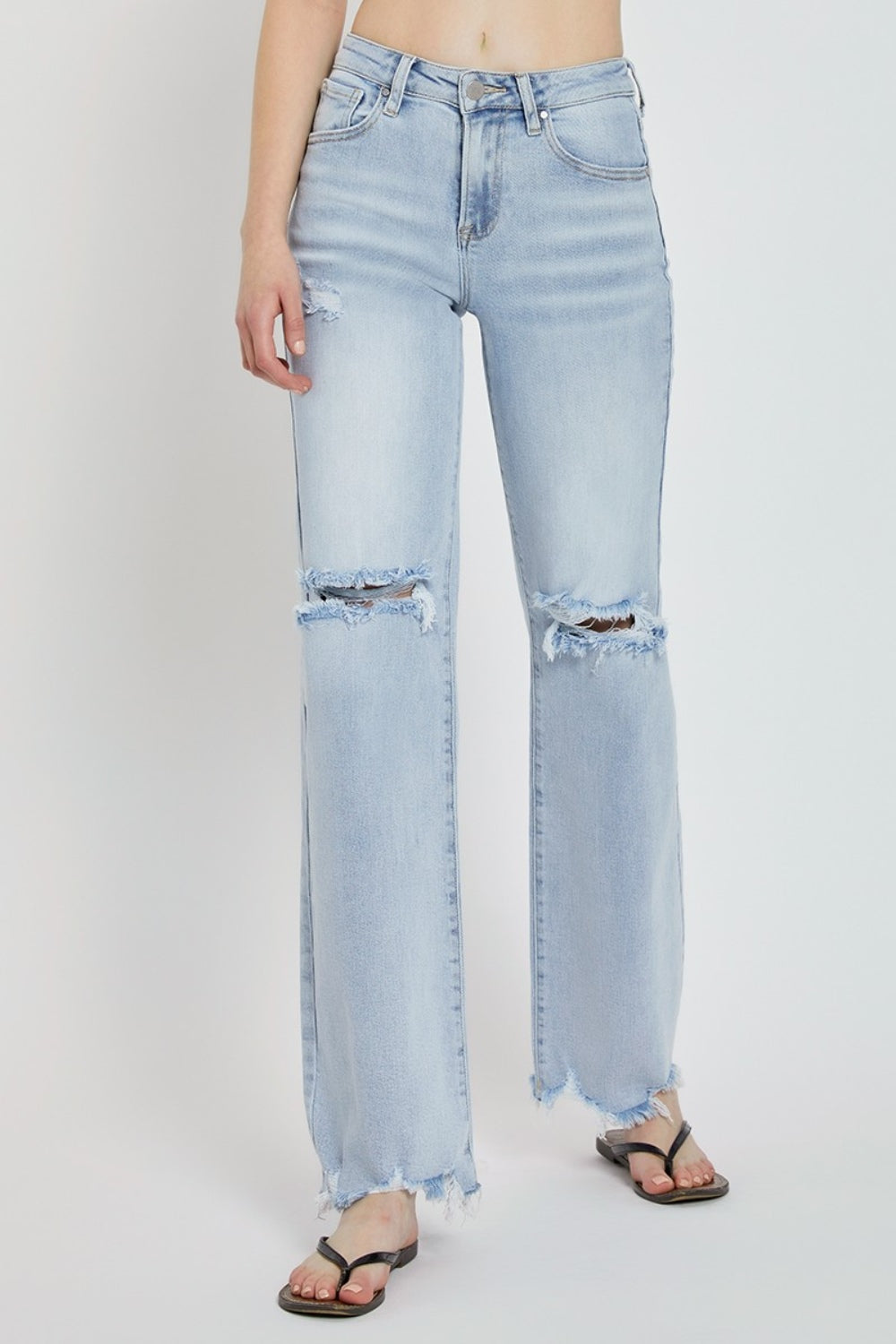 RISEN Full Size High Rise Distressed Wide Leg Jeans - All Mine Now Clothing