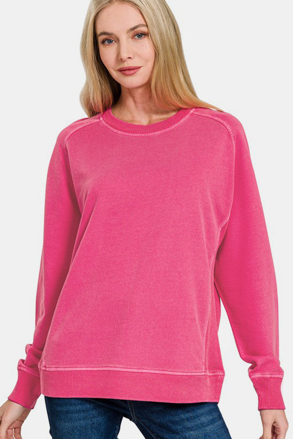 Zenana Full Size Pigment Dyed French Terry Sweatshirt - All Mine Now Clothing