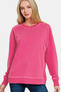 Zenana Full Size Pigment Dyed French Terry Sweatshirt - All Mine Now Clothing