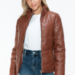 Snobbish Pocketed Zip Up Turtleneck Puffer Jacket - All Mine Now Clothing