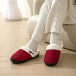 Horn Buckle Furry Texture Flat Slippers