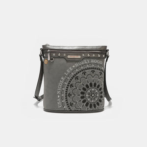 Nicole Lee USA Metallic Stitching Embroidery Inlaid Rhinestone Crossbody Bag - All Mine Now Clothing