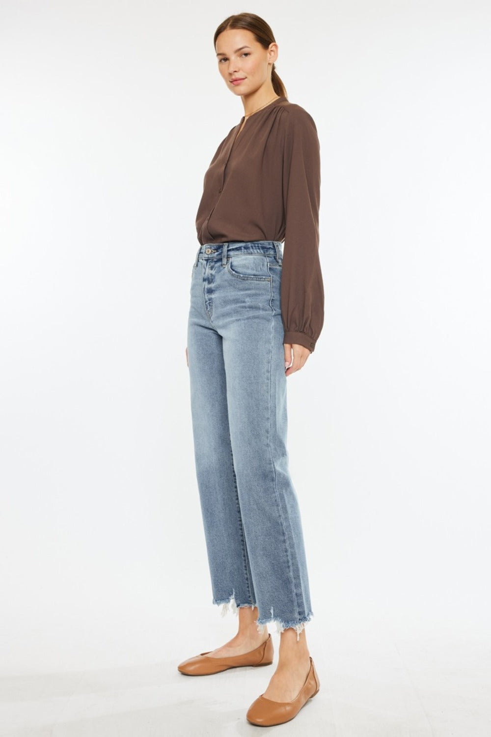 Kancan High Rise Slim Wide Leg Jeans Trendsi