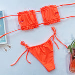 Frill Trim Ruched Bikini Set - All Mine Now Clothing