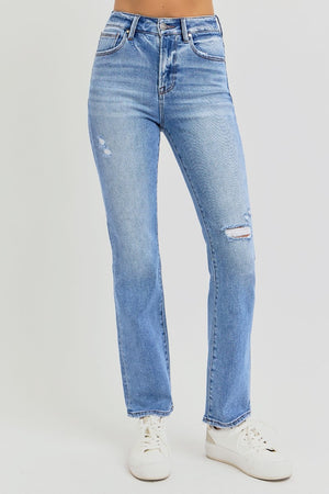 RISEN Full Size Distressed High-Rise Ankle Straight Jeans - All Mine Now Clothing