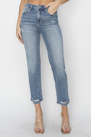 RISEN Full Size High Waist Distressed Cropped Jeans - All Mine Now Clothing