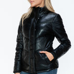 Snobbish Pocketed Zip Up Turtleneck Puffer Jacket - All Mine Now Clothing