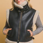 Love Tree Sherpa Zip Up Vest with Pockets - All Mine Now Clothing