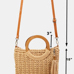 Fame Crochet Knit Convertible Tote Bag with Tassel - All Mine Now Clothing