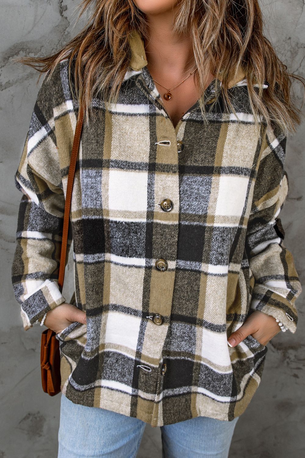 Plaid Button Up Hooded Shacket - All Mine Now Clothing