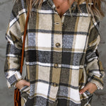 Plaid Button Up Hooded Shacket - All Mine Now Clothing