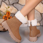 Faux Fur Trim Suede Platform Boots