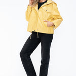 How Dare U Drawstring Hem PU Leather Zip Up Jacket - All Mine Now Clothing