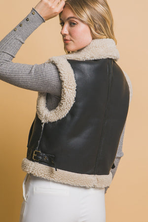 Love Tree Sherpa Zip Up Vest with Pockets - All Mine Now Clothing