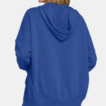 Zenana Half Snap Long Sleeve Hoodie with Kangaroo Pocket - All Mine Now Clothing