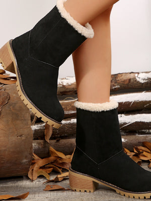 Thermal Fuzzy Block Heel Boots - All Mine Now Clothing