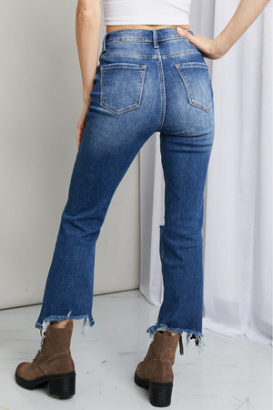 RISEN Frayed Hem Distressed Cropped Jeans - All Mine Now Clothing