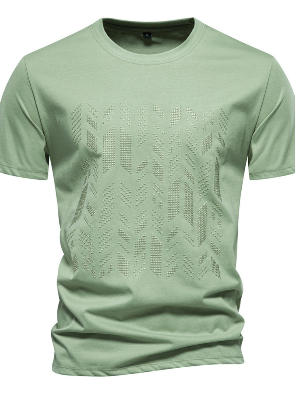 Men's Geometric Embroidered Round Neck T-Shirt