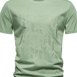 Men's Geometric Embroidered Round Neck T-Shirt