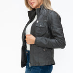 YMI Removable Faux Layered Multi-Pocket Jacket with Fuzzy Hood - All Mine Now Clothing